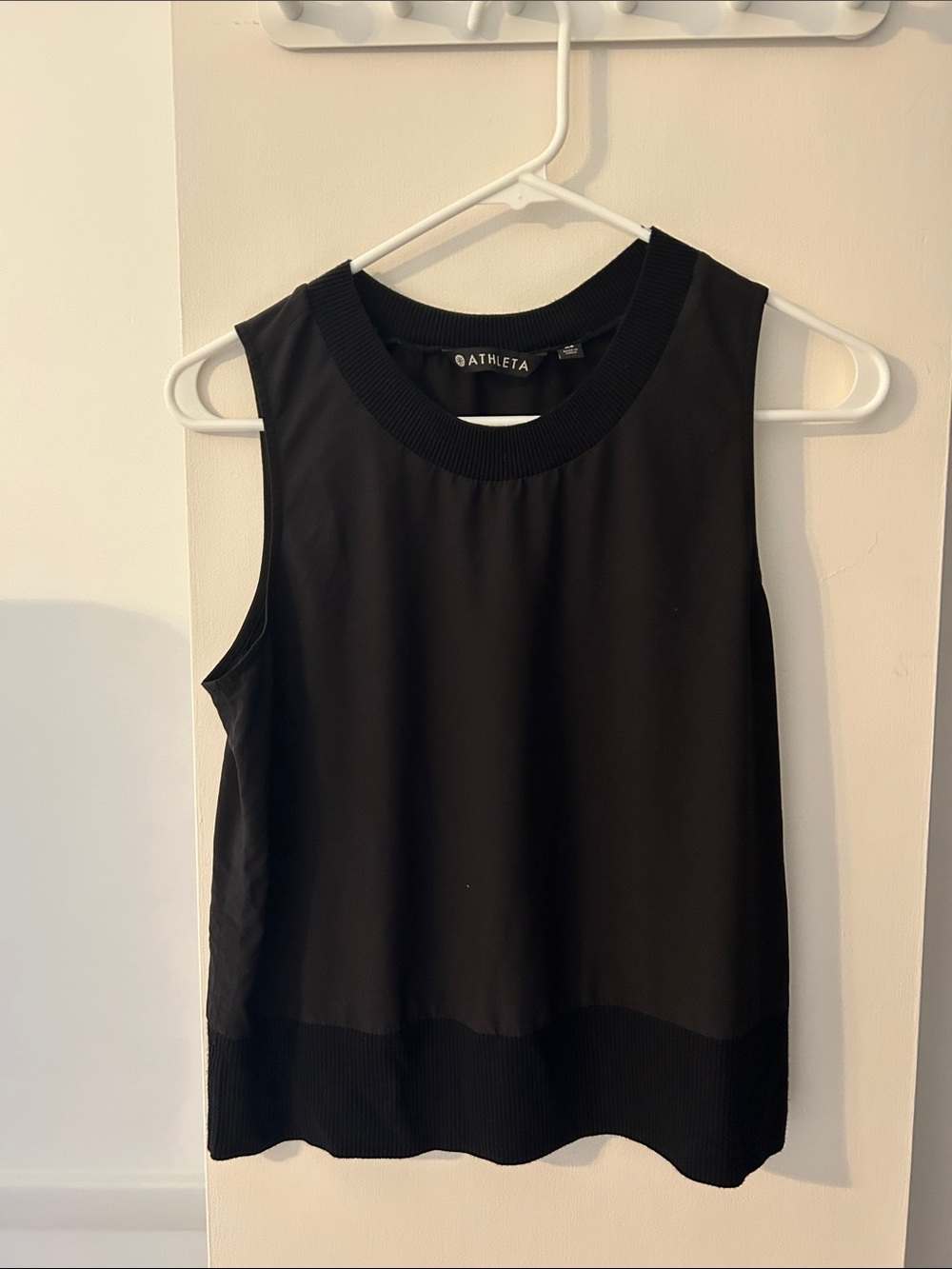 Athleta Black Ribbed-Neck Sleeveless Tank